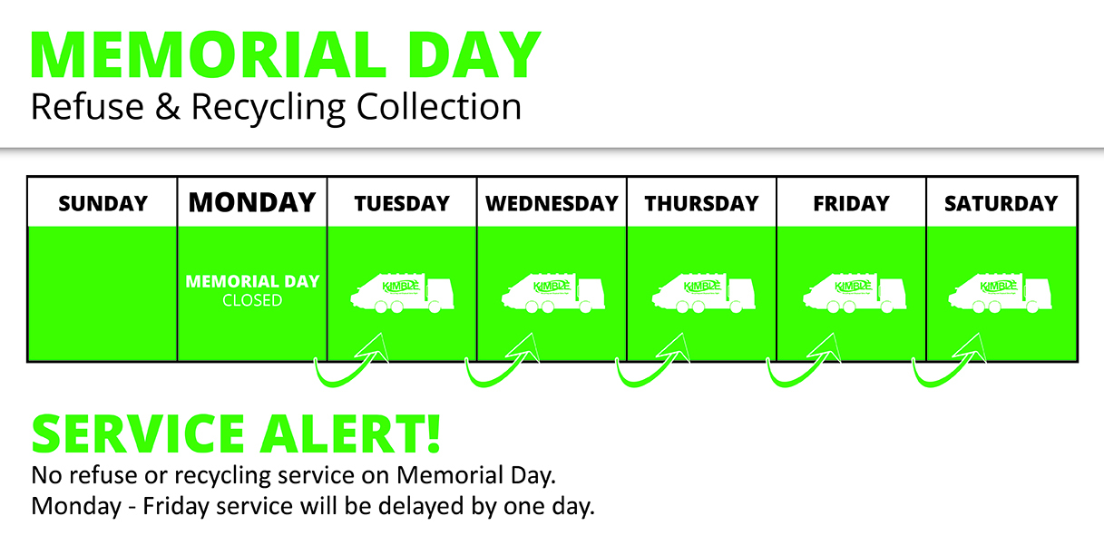 Memorial Day Refuse and Recycling Schedule